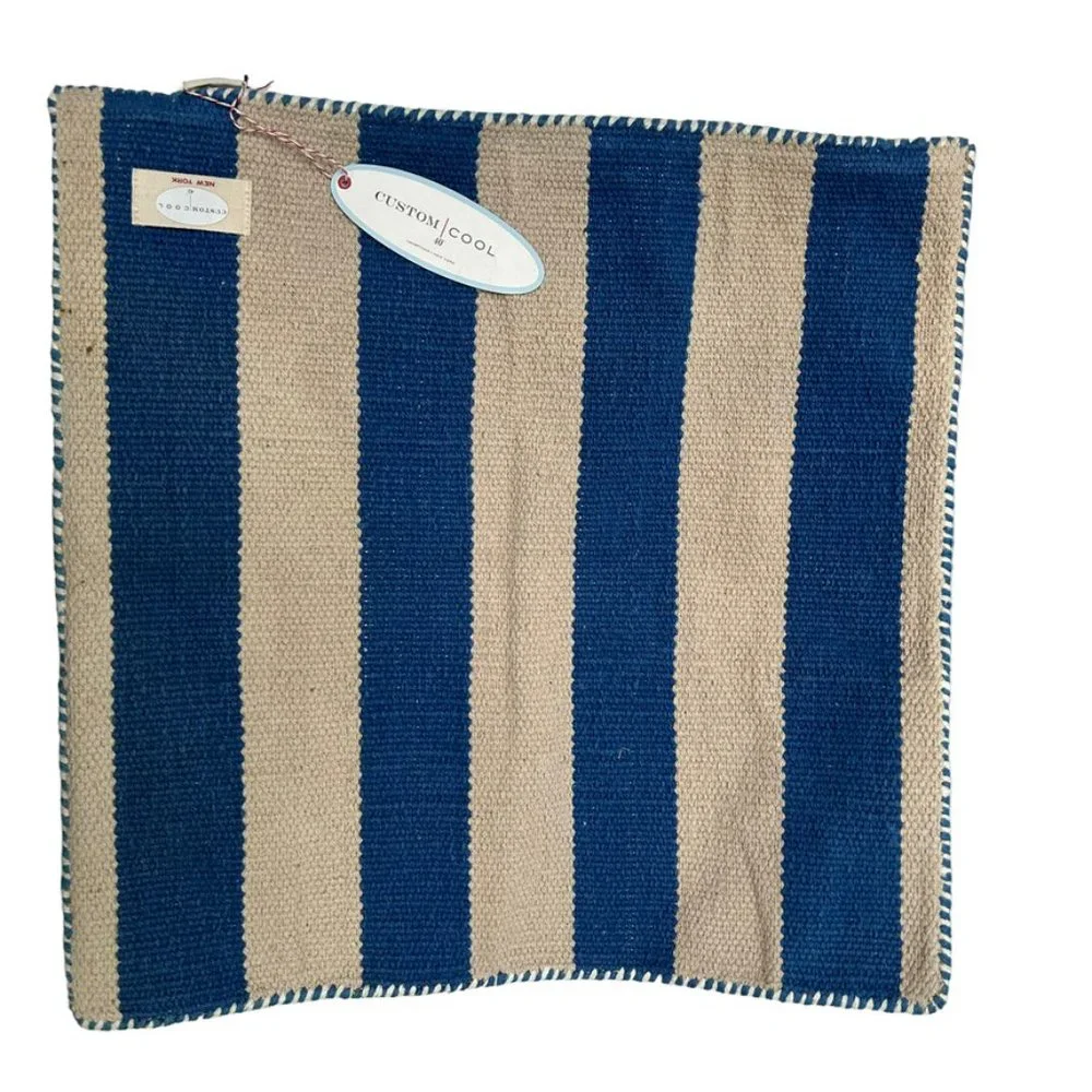Custom Cool NEW NWT red beige blue  Colonial Star n Stripes Dhurrie wool pillow